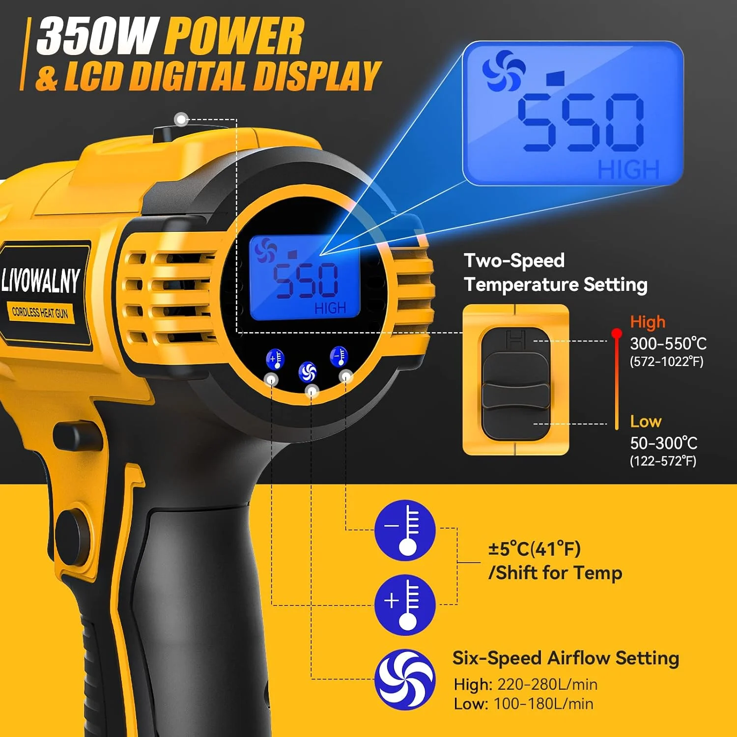 350W Fast Heating Soldering Ho - огляд і ціна Cordless Heat Gun For Shrink Tubing