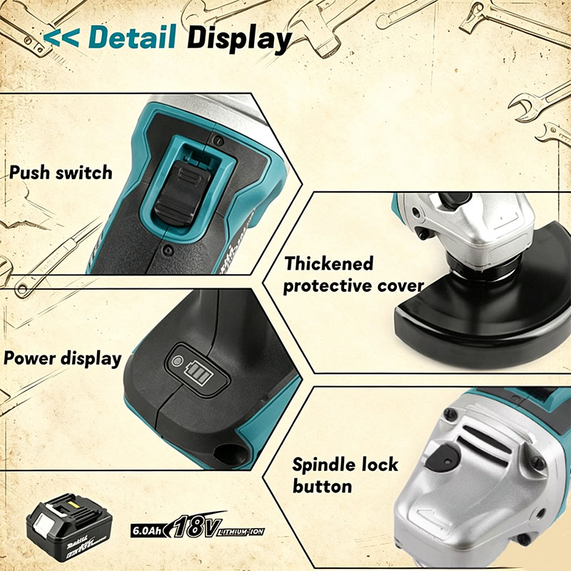 Makita DGA504 18V 6.0Ah 125mm  - огляд і ціна Brushless Angle Grinder Battery Powered