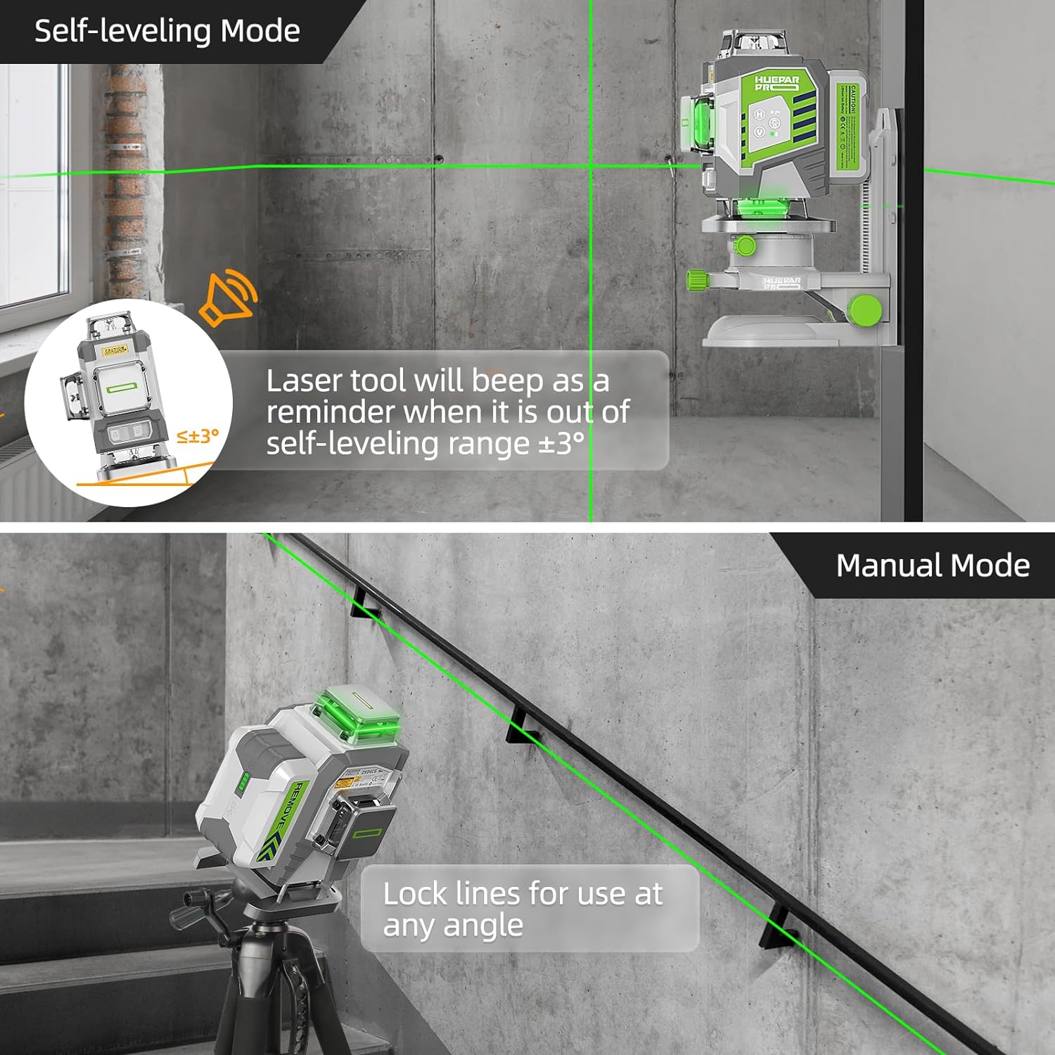 Huepar 4D Cross Line Laser Lev - огляд і ціна Laser Level 16 Lines 4D Green