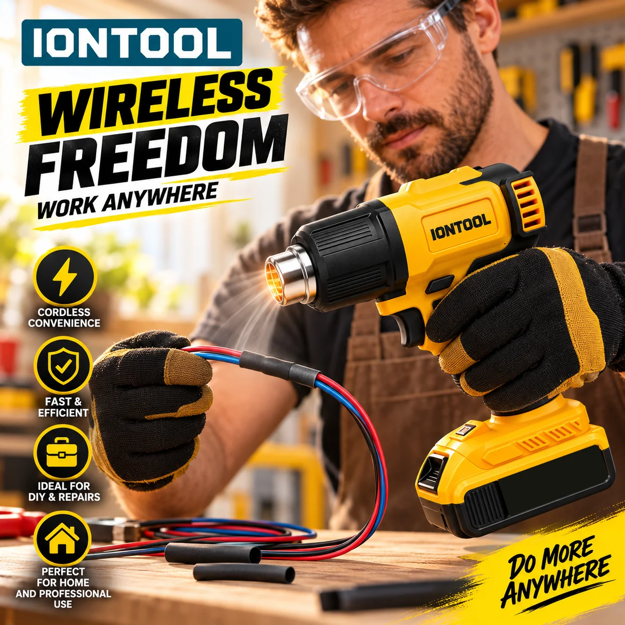 IONTOOL Cordless Heat Gun 550℃ - огляд і ціна Cordless Heat Gun For Shrink Tubing