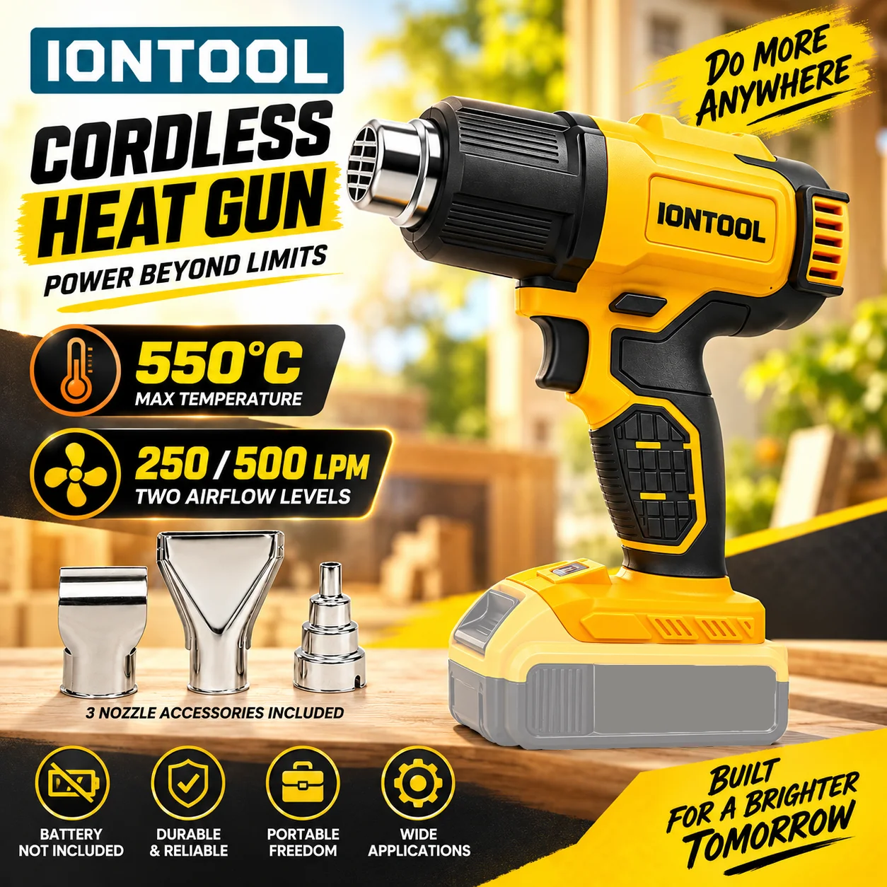 IONTOOL Cordless Heat Gun 550℃ - огляд і ціна Cordless Heat Gun For Shrink Tubing