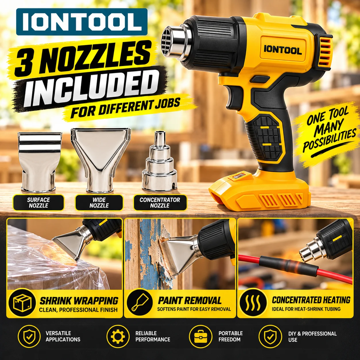 IONTOOL Cordless Heat Gun 550℃ - огляд і ціна Cordless Heat Gun For Shrink Tubing