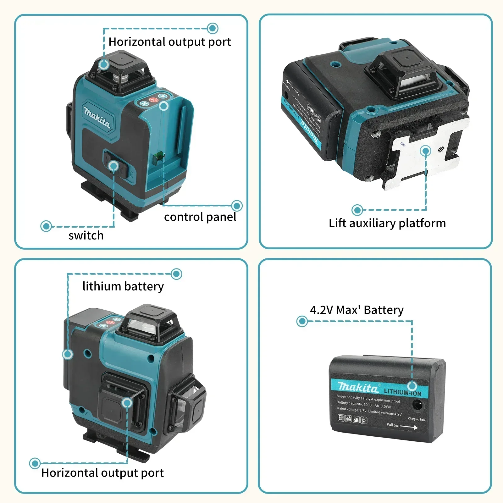 5.0Ah Max Makita 40V Battery M - огляд і ціна Laser Level 16 Lines 4D Green