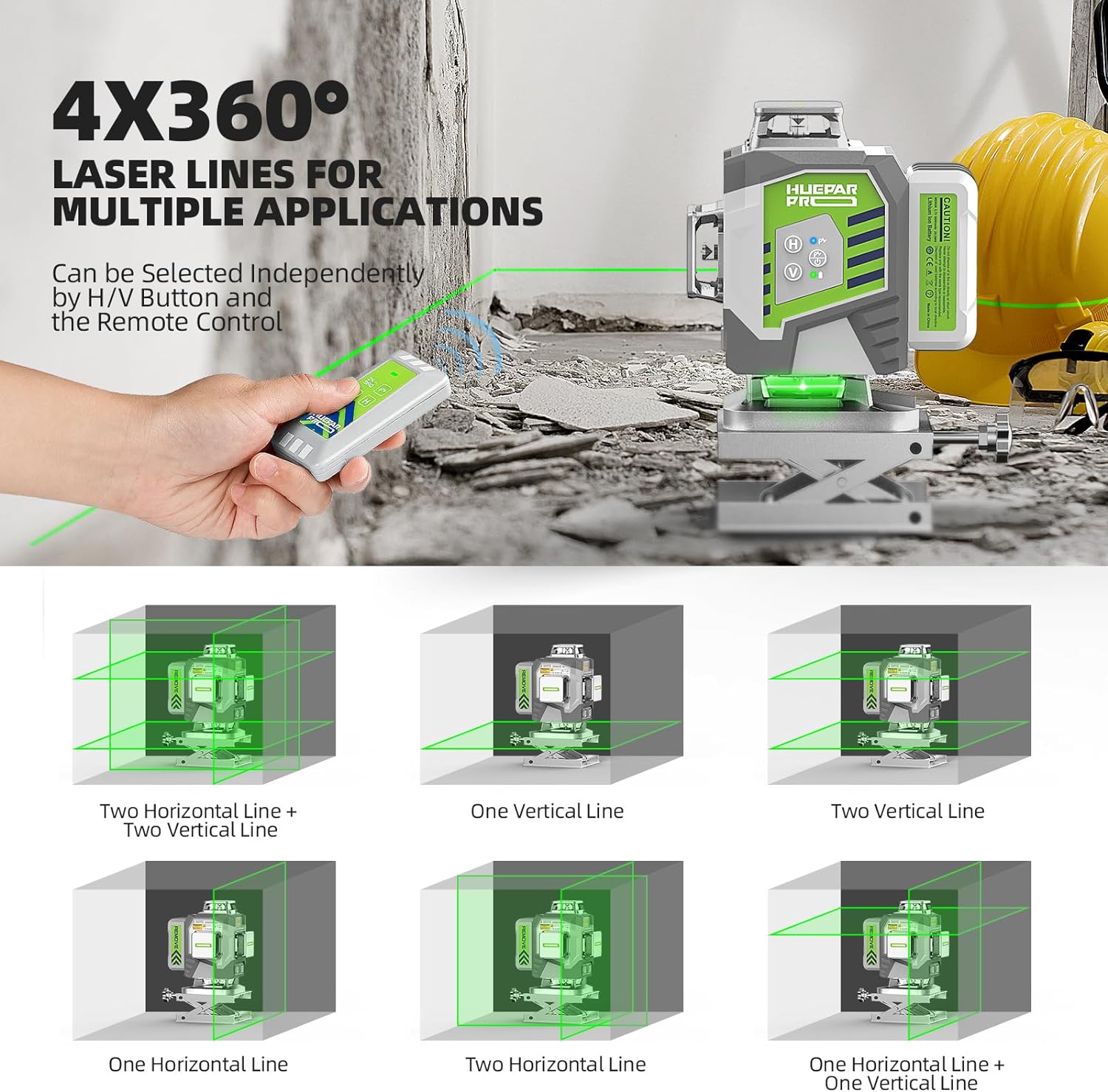 Huepar Professional 4D Cross L - огляд і ціна Laser Level 16 Lines 4D Green