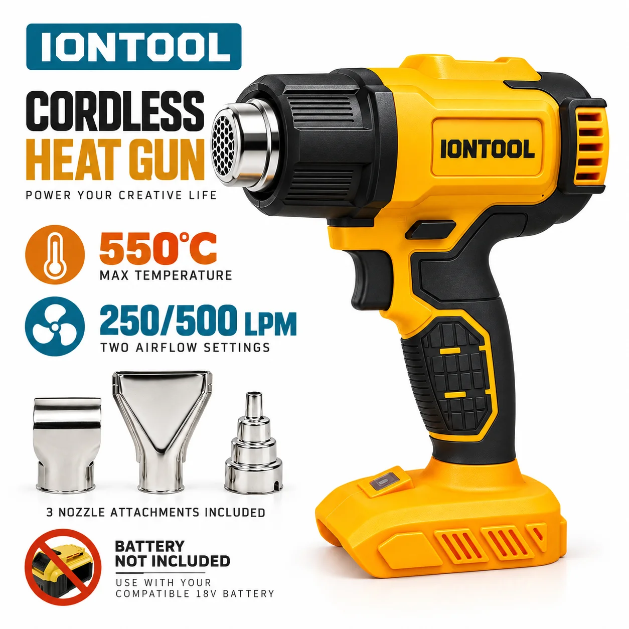 IONTOOL Brushless Cordless Hea - огляд і ціна Cordless Heat Gun For Shrink Tubing