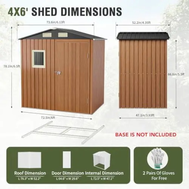 Outdoor Storage Shed 6x4 Ft, L - огляд і ціна Garden Tools