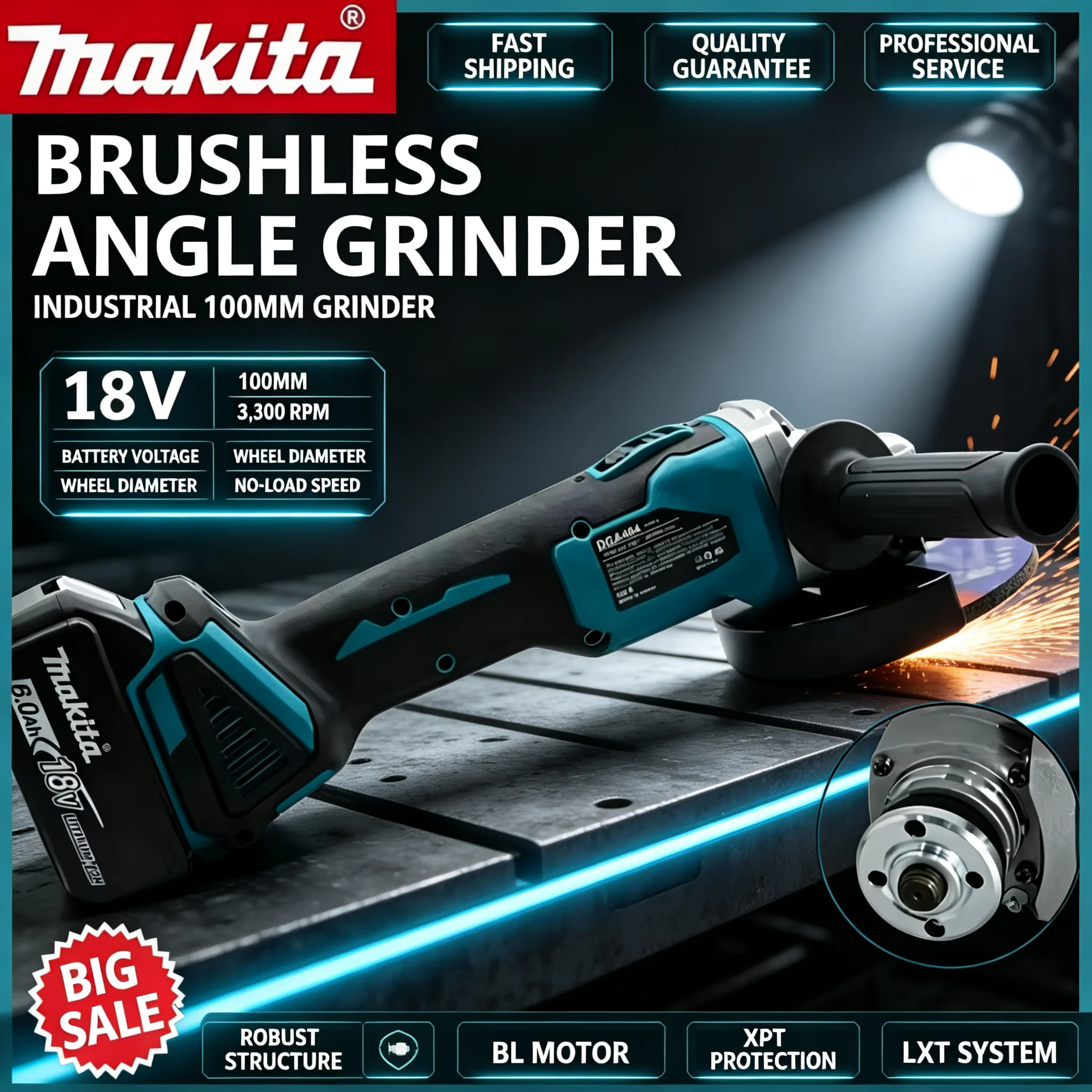 100mm High Power Makita DGA404 - огляд і ціна Brushless Angle Grinder Battery Powered